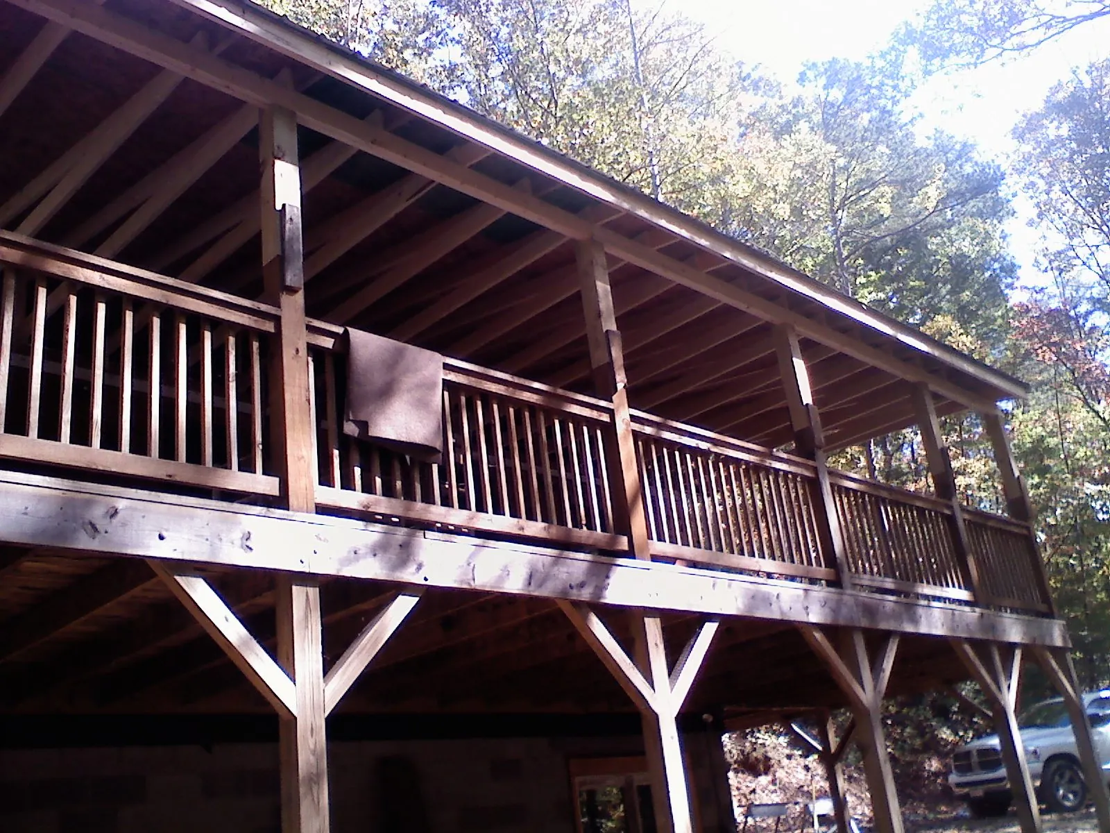 Timber framing under a new elevated porch and deck — Roof Leak Repair in Hiram by Roofing Brothers